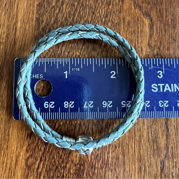 Pandora Gray Leather Braided Double-Wrap Bracelet - Picture 11 of 11